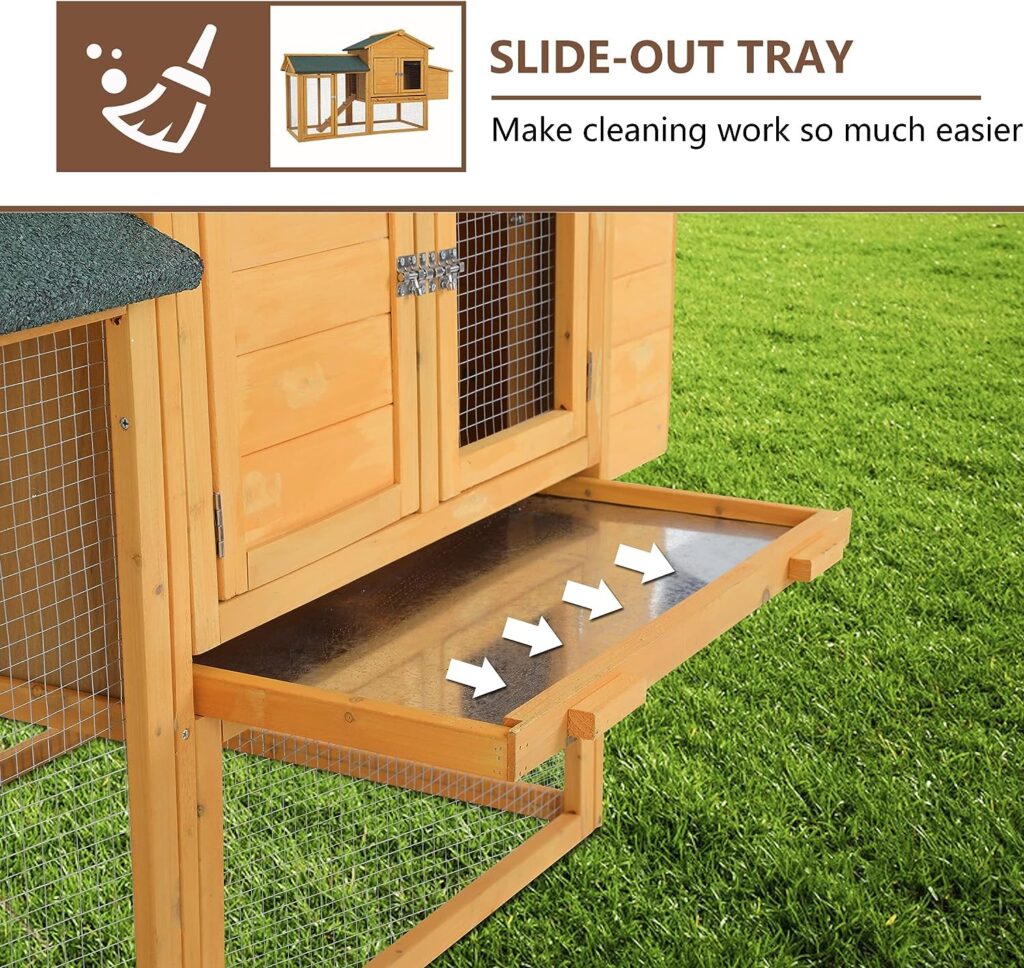 66 Inch Wood Chicken Coop Chicken House Indoor Outdoor Chicken Cage 2-4 Chickens Waterproof with Egg Box Wire Fence Hen House Pet Hutch Garden Backyard Cage