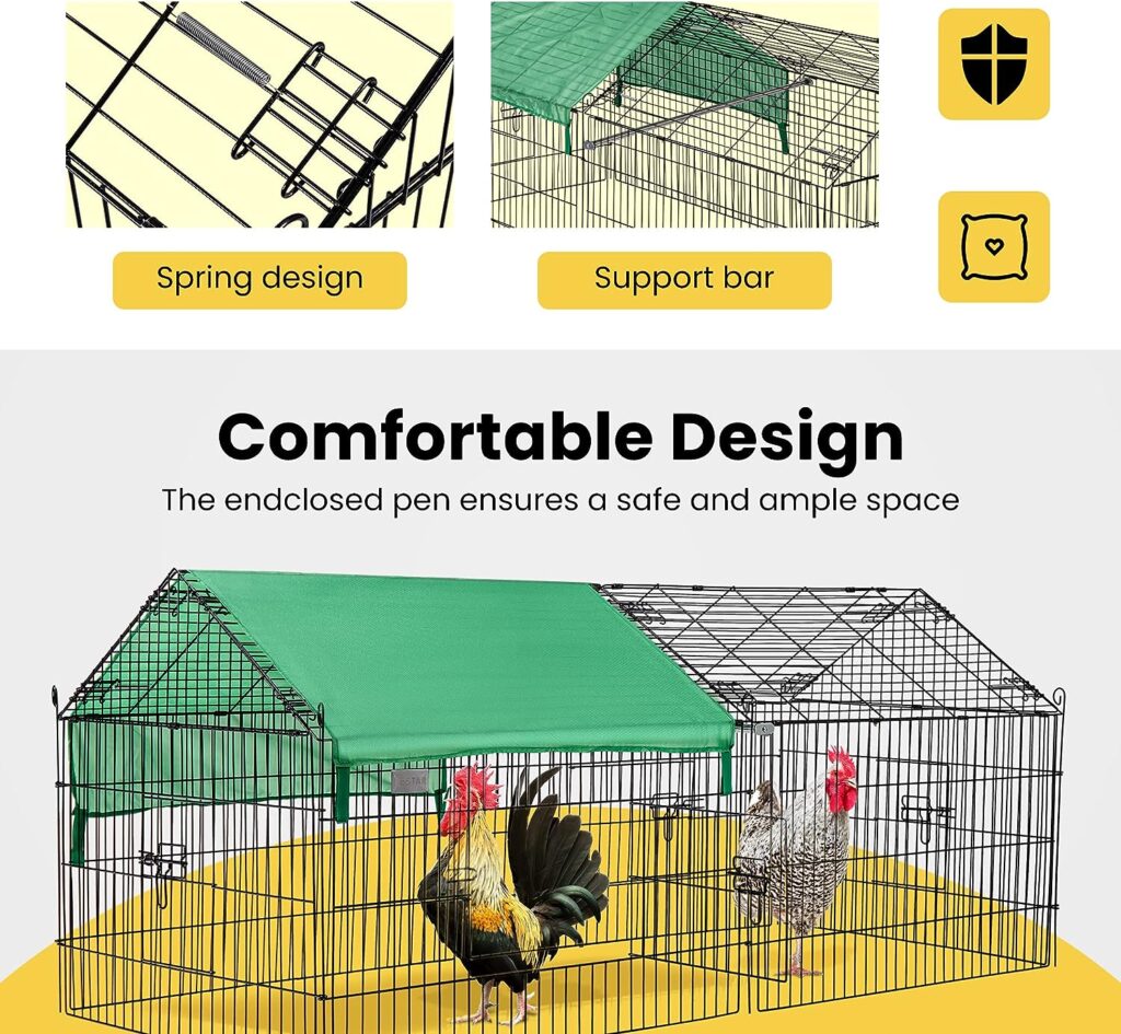 DEStar 71” x 30” Foldable Outdoor Backyard Metal Coop Chicken Cage Enclosure Duck Rabbit Cat Crate Playpen Exercise Pen with Weather Proof Cover