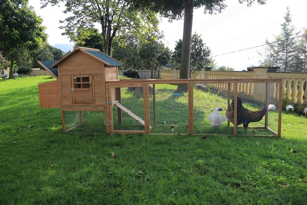 ECOLINEAR 120 Chicken Coop w/Run Cage Outdoor Hen House for 2-6 Chickens Hutch Poultry Pet Wooden Coop Nest Box Garden Backyard