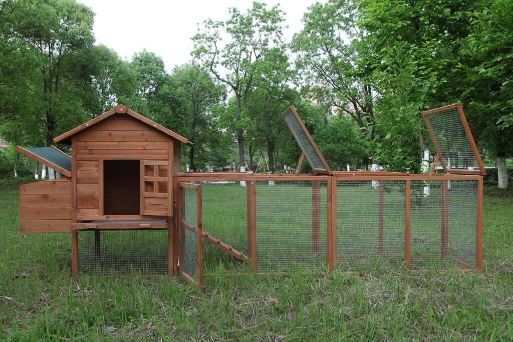 ECOLINEAR 120 Chicken Coop w/Run Cage Outdoor Hen House for 2-6 Chickens Hutch Poultry Pet Wooden Coop Nest Box Garden Backyard