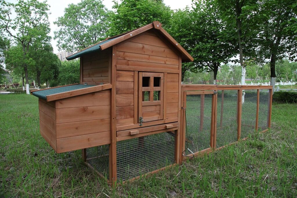 ECOLINEAR 120 Chicken Coop w/Run Cage Outdoor Hen House for 2-6 Chickens Hutch Poultry Pet Wooden Coop Nest Box Garden Backyard