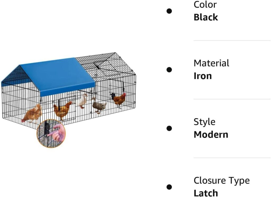 INJOPEXI Metal Chicken Coop 86×40×39 Chicken Runs for Yard with Cover Chicken Playpen Enclosure Chicken Pen Kennel Duck Coop Cage for Outdoor Backyard Farm Rabbit Small Animal Dog Poultry Cat Hutch