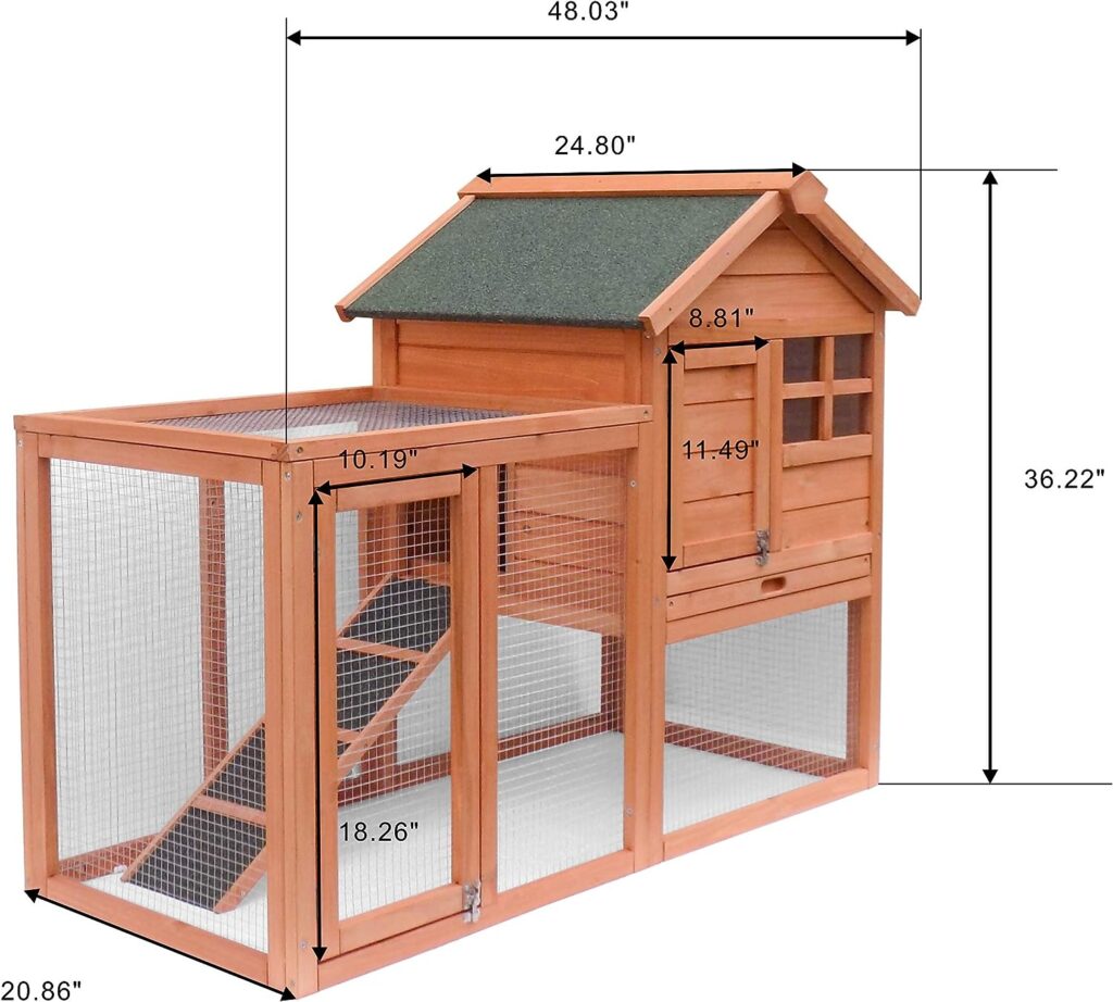 Morhome Chicken Coop Large Wooden Outdoor Bunny Rabbit Hutch Hen Cage with Ventilation Door, Removable Tray  Ramp Garden Backyard Pet House Chicken Nesting Box