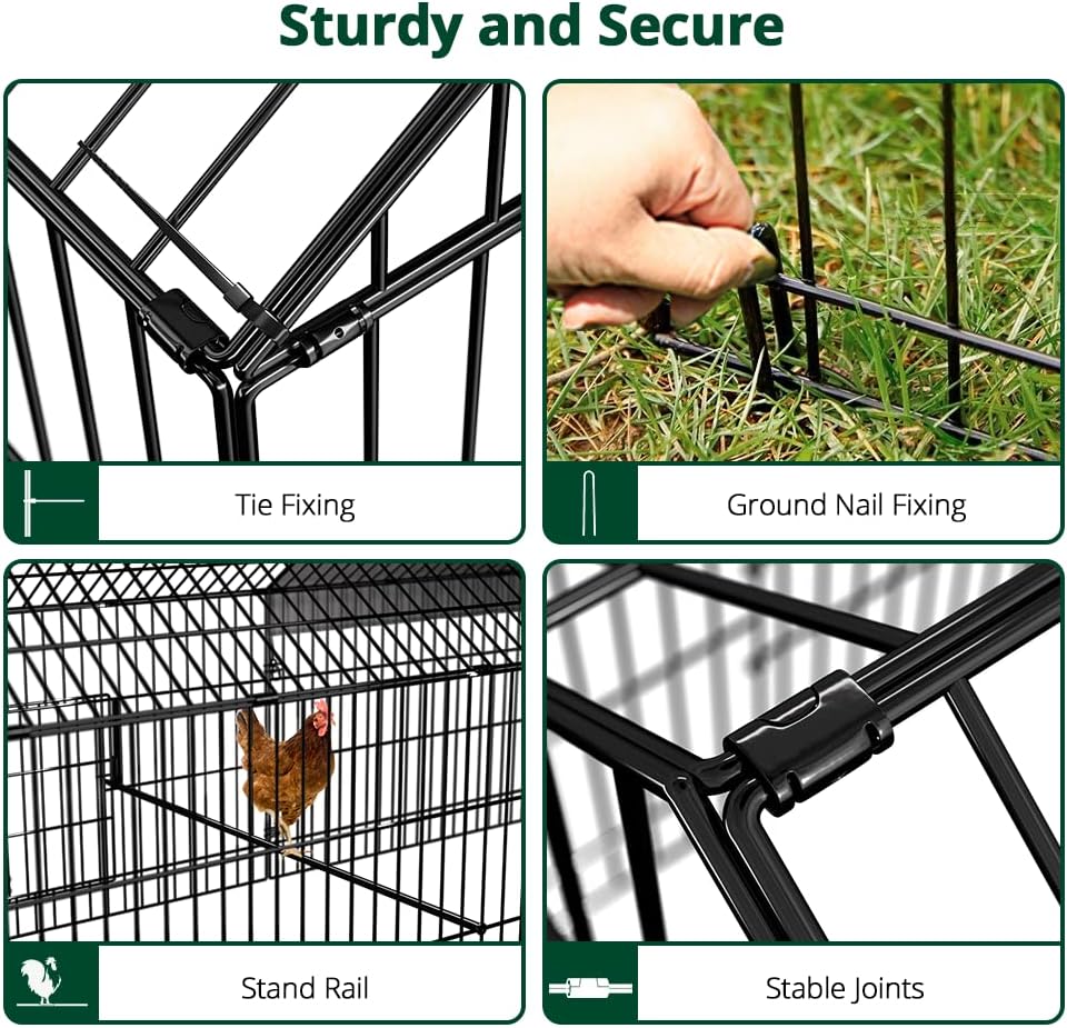 PawGiant Chicken Coop 86×40 Chicken Run Pen for Yard with Cover Outdoor Metal Portable Chicken Tractor Cage Enclosure Crate Outside for Small Animals Duck Rabbit Hen