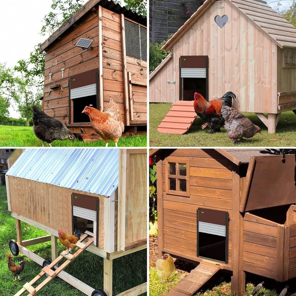 Automatic Chicken Coop Door Solar Powered - Opener Aluminum Auto Chicken Doors with Light Sensor, Timer Mode, Remote Control for Poultry Weatherproof Large