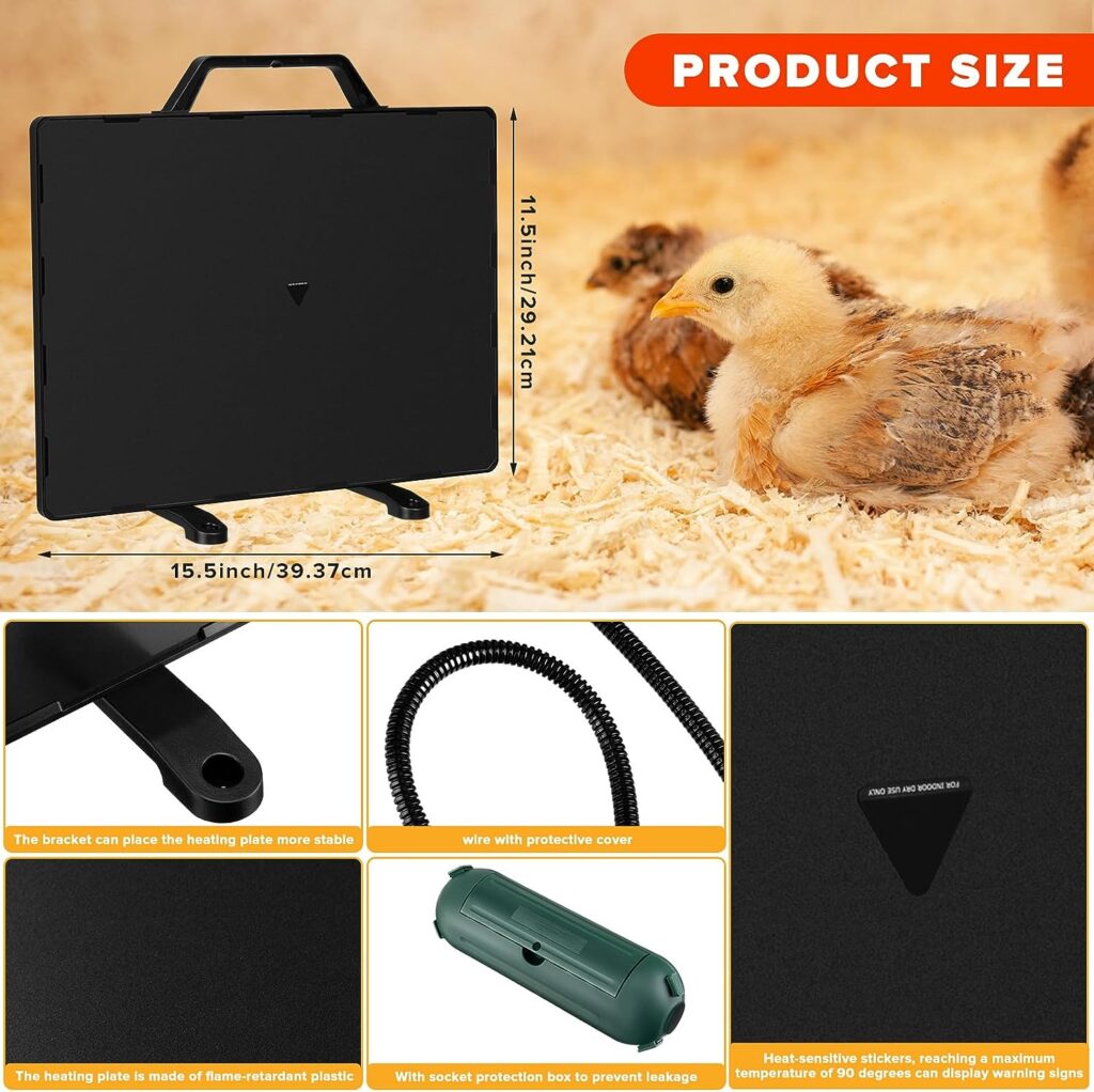 Chicken Coop Heater with Extension Cord Safety Cover,140 Watts, Safer Than Brooder Lamps, Chicken Coop Warmer Radiant Heat Heater Panel for Chicken Coop Chick Kitten Puppy Pets