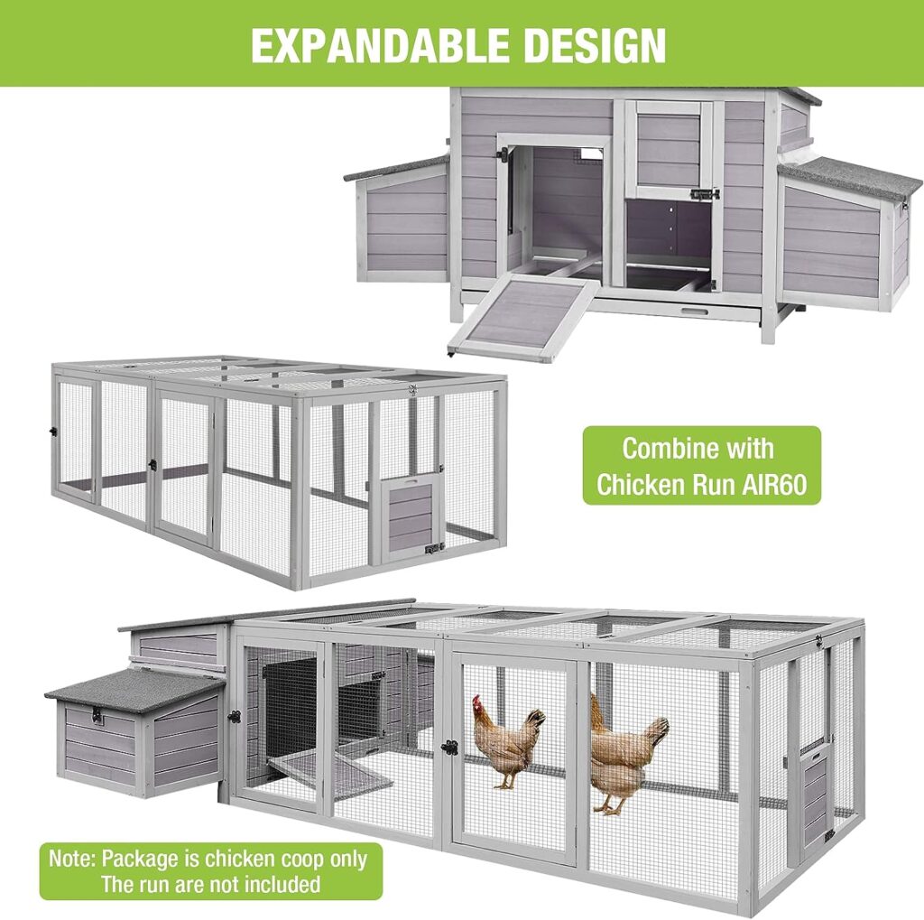 Chicken Coop Outdoor Hen House Wooden Poultry Cage with 2 Perches,2 Sides Large Nesting Boxes