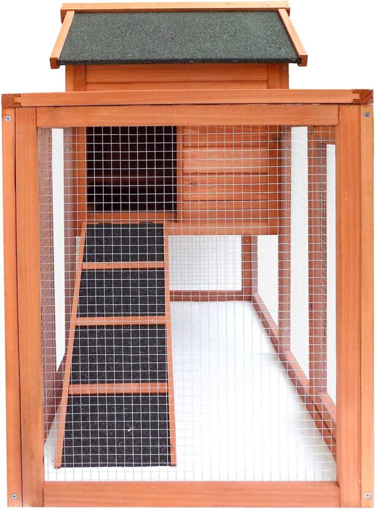 Goohome 48in Chicken Coop Run, Wooden Indoor Rabbit Hutch Hen House Rabbit Poultry Cage Habitat, Bunny Cage, Outdoor Rabbit Hutch Weatherproof, Ramp, Lockable Doors, Portable Chicken Coop