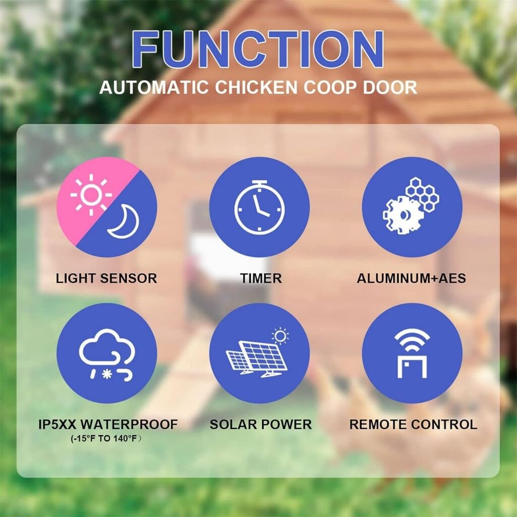 Hamuti Automatic-Chicken-Coop-Door-Solar - Powered Opener with Timer  Light SensorAluminum Chicken Coops Door with Remote Control Multi 4 Modes Poultry