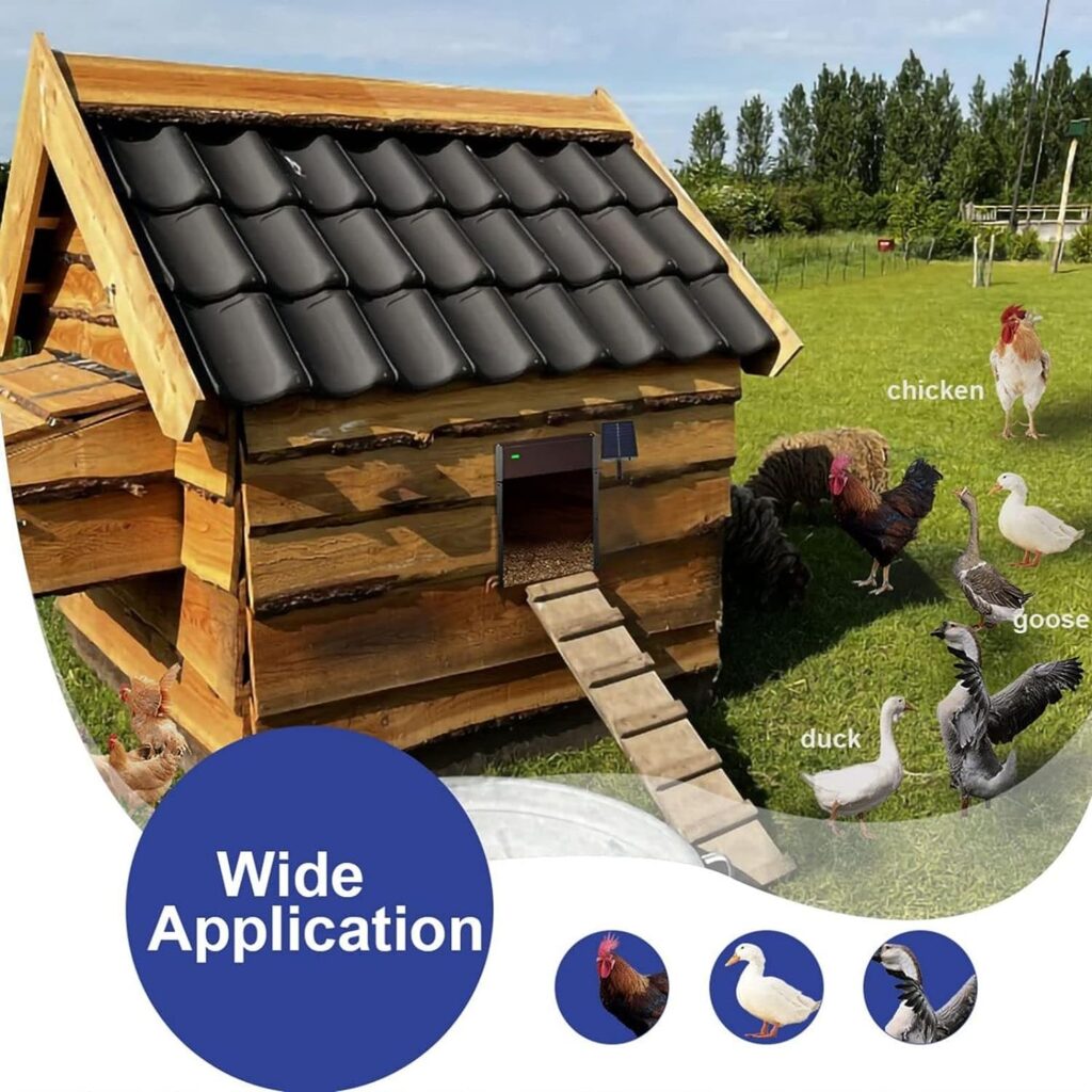 Hamuti Automatic-Chicken-Coop-Door-Solar - Powered Opener with Timer  Light SensorAluminum Chicken Coops Door with Remote Control Multi 4 Modes Poultry