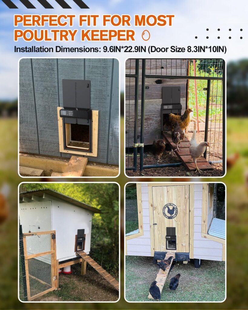 Hopet Automatic Chicken Coop Door with Timer Large LCD Display 2023 Upgraded Electric Battery Powered Aluminum Chicken Coop Door Accessories Poultry Door Opener Training Flock