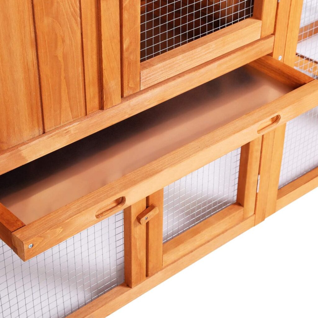 Ogrmar Chicken Coop Large Wooden Outdoor Bunny Rabbit Hutch Hen Cage with Ventilation Door, Removable Tray  Ramp Garden Backyard Pet House Chicken Nesting Box