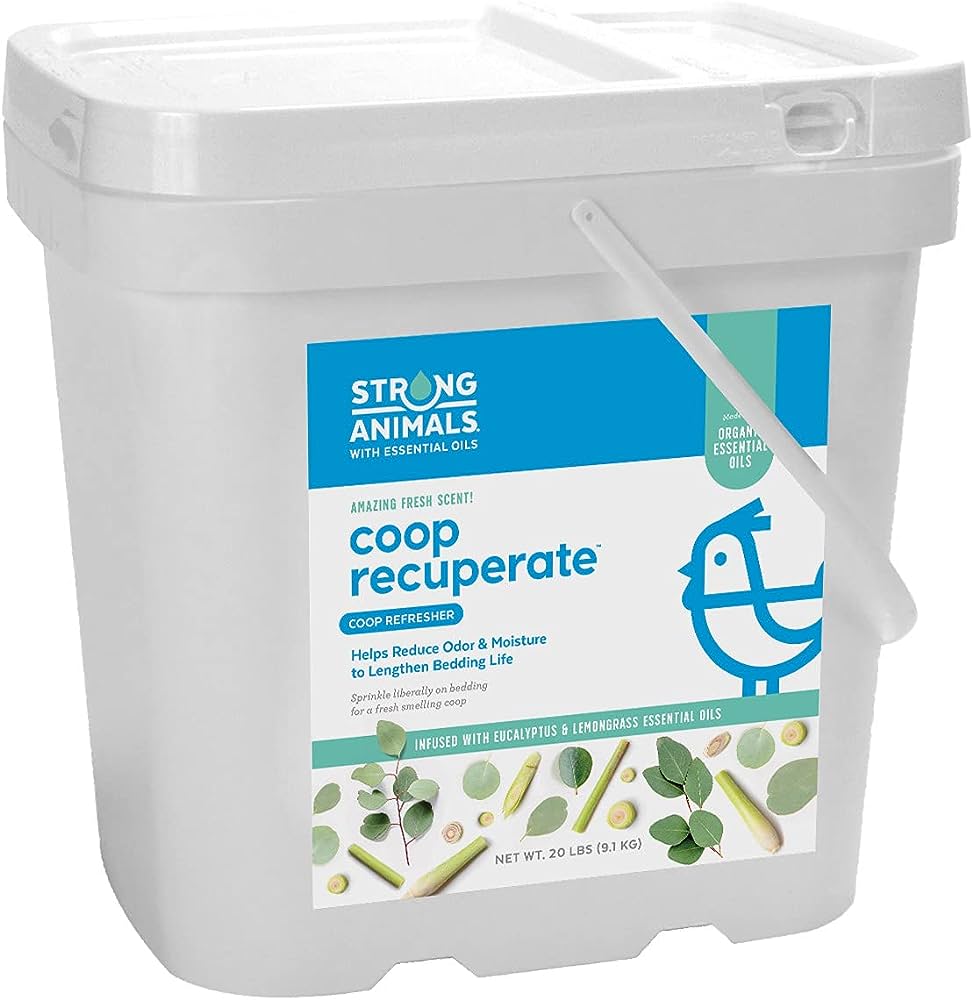 Strong Animals Coop Recuperate - Odor Control for Backyard Chicken coops containing Organic Eucalyptus and Lemongrass Essential Oils (2.5 lb jug, 2 Count)