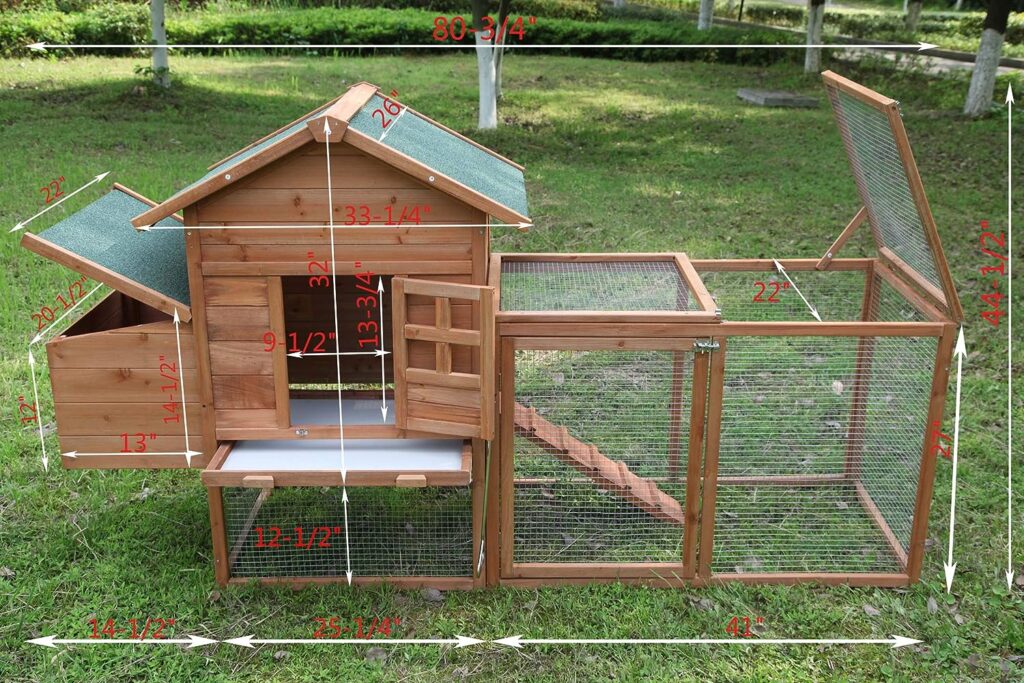 Wooden Chicken Coops Cages Poultry Pet House 80‘’ Large Two Tiers w/Egg Box Run Rabbit Hutch Enclosure Garden Backyard Cage Indoor and Outdoor Use (80 Inches)