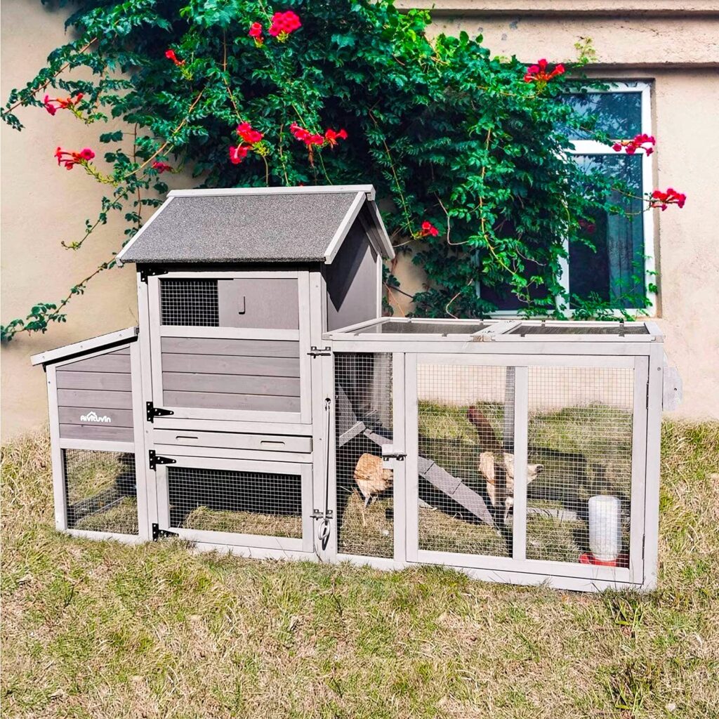 Aivituvin Movable Chicken Coop with Wheel and Run, Large Backyard Hen House with Nesting Box 80.6