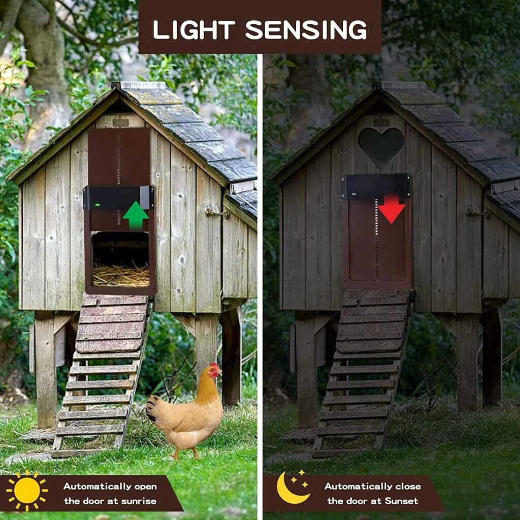 Automatic Chicken Coop Door Water Resistant Upgraded Chicken Door Opener Light Sensing Chicken Coop Door Coop Door Battery Powered Automatic On and Off