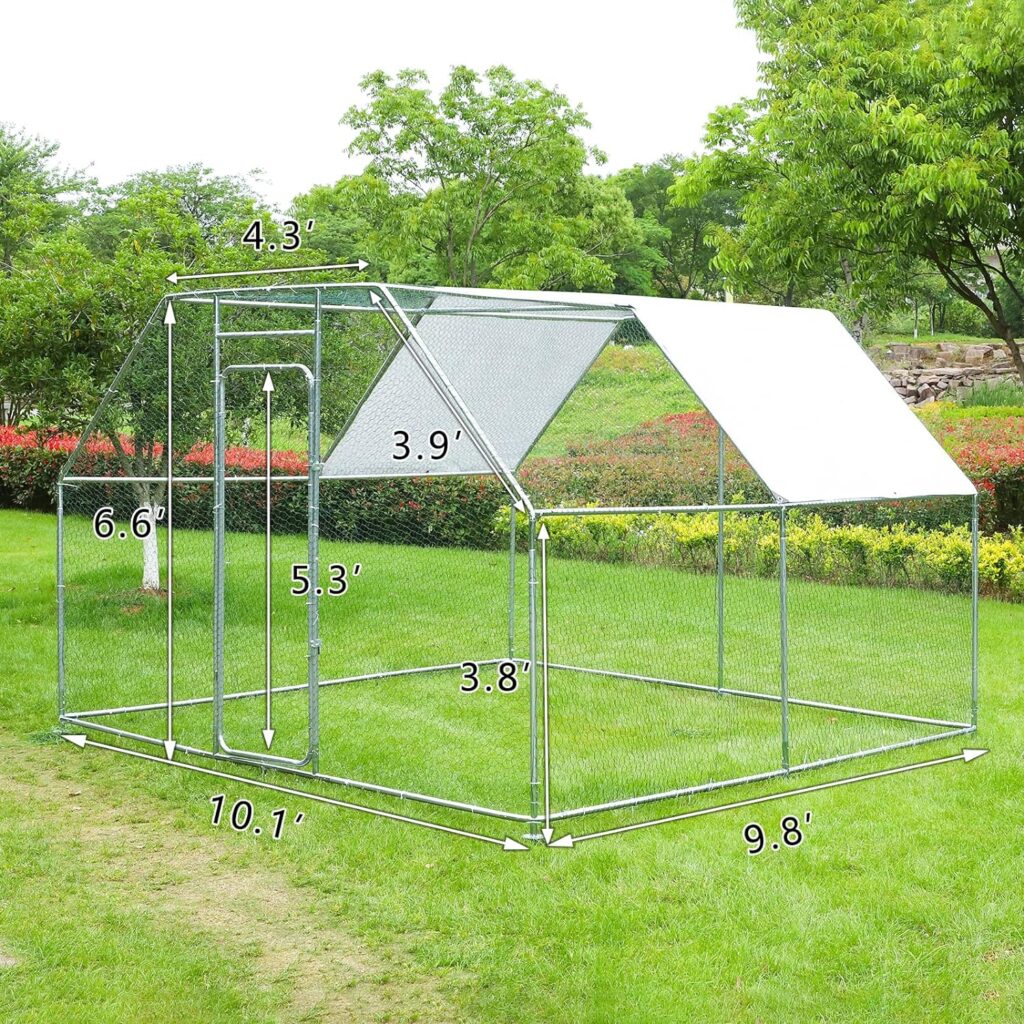 LEISU Outdoor Large Chicken Run Walk-in Chicken Coop with Waterproof Cover Chicken Playpen Metal Hen Cage Duck Cage Enclosure Rabbit Nest Fence Chicken Cages for Backyard Farm