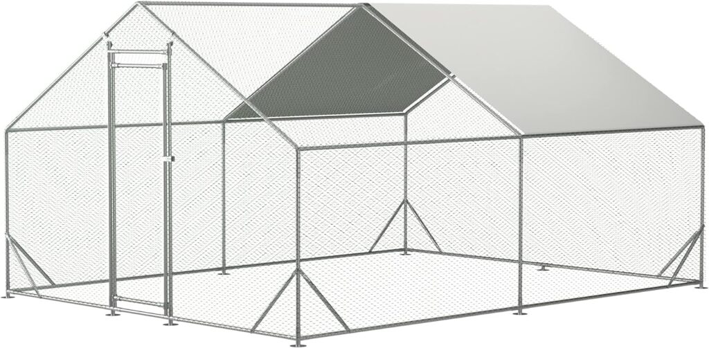 Lifeand Large Metal Chicken Coop, Walk-in Poultry Chicken Run with Waterproof and Anti-Ultraviolet Cover for Outside(10 L x 13 W x 6.56 H)