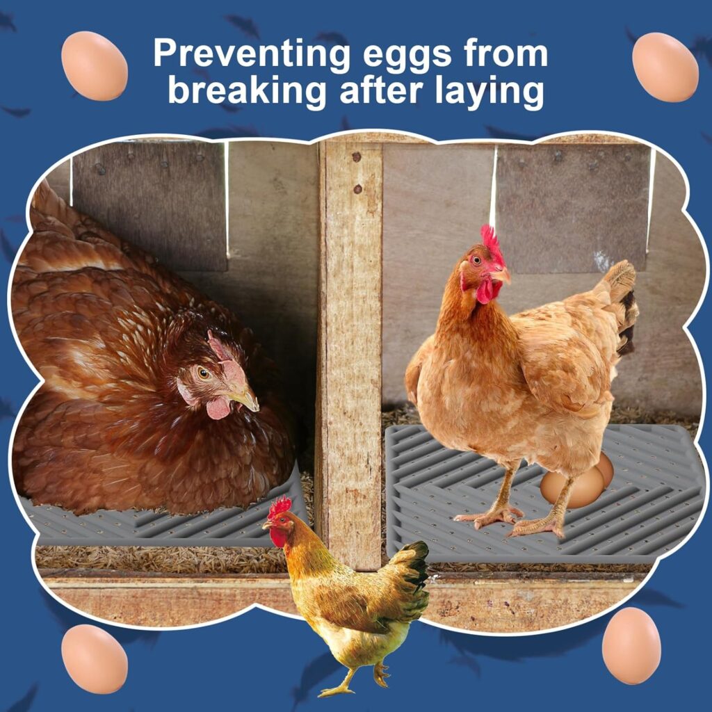 MEELIKE 4Pcs Silicone Chicken Coop Accessories - Waterproof and Reusable Nesting mats for Preventing Egg Breakage, Nest Box mats for Chicken Coops and Poultry