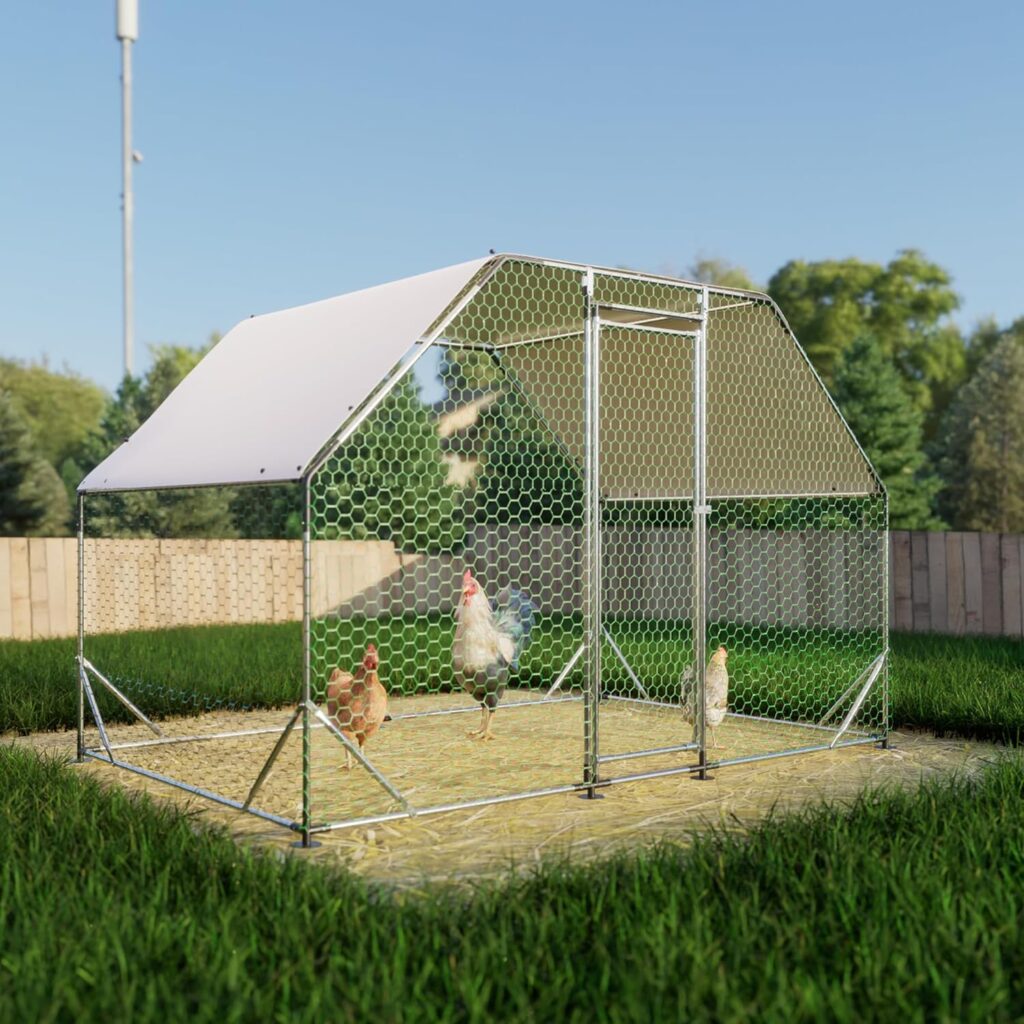 Outdoor Metal Chicken Coop Cover with 22 pcs Ball bungees Cords, for Large Walk-in Chicken Run Pen, Waterproof Cover, Fence Chicken Cages Cover, 11’Lx6.33’W (Only Cover,Frame not Include) 1 Pack.