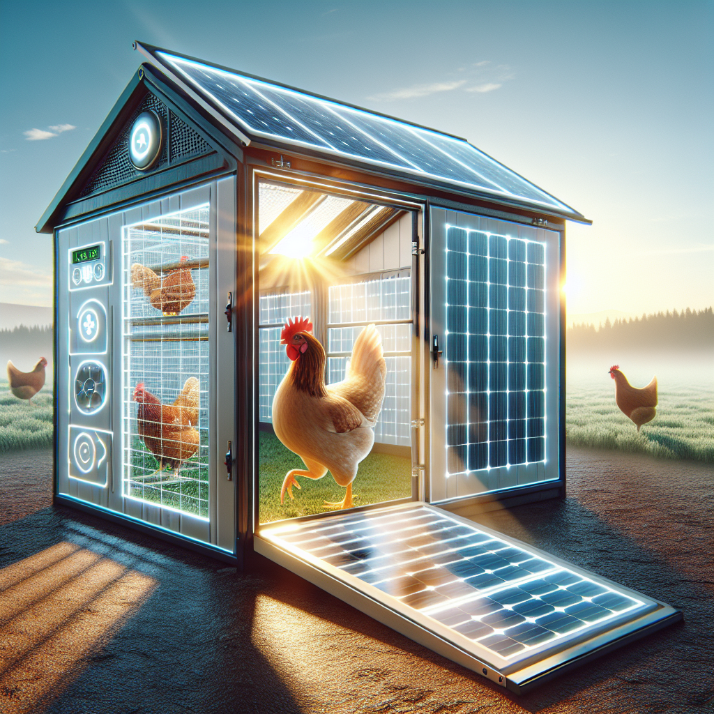 Solar Powered Automatic Chicken Coop Door,Free Power Solar Chicken Coop Door,LCD Display,Open with 4 Mode,Weatherproof,Aluminum Alloy,Chicken Anti-Pinched Design,Brown